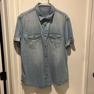 Calvin Klein Light-washed Short-sleeve Button Down